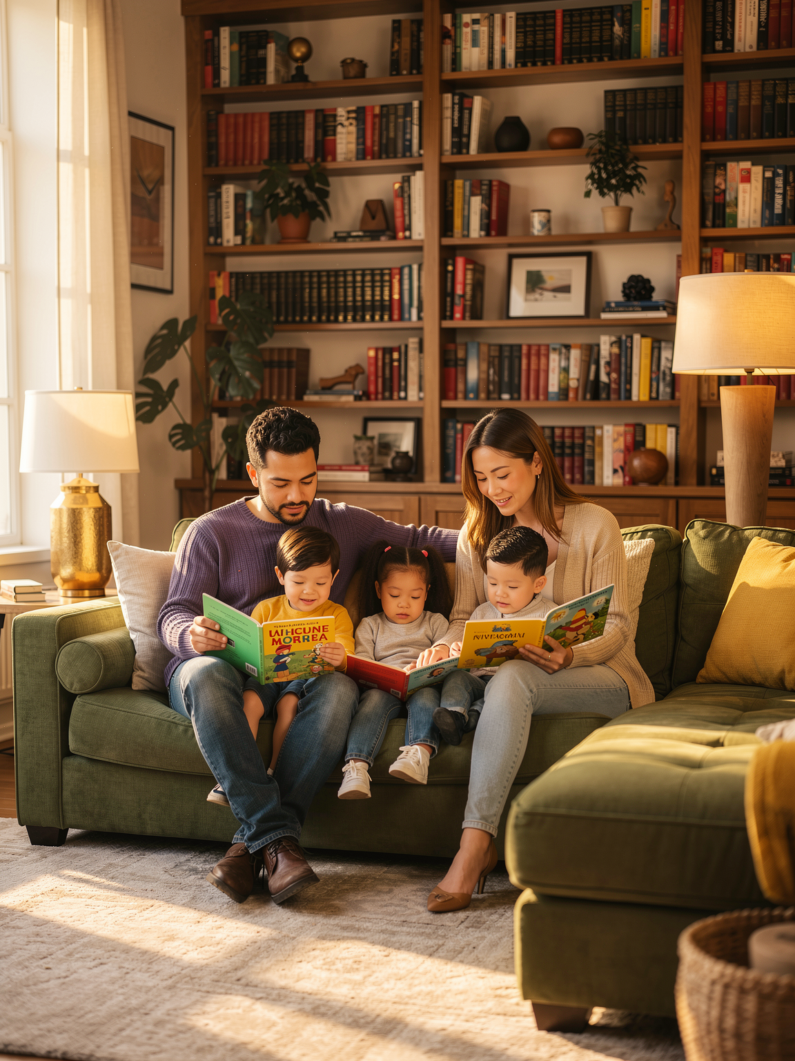 Family reading together