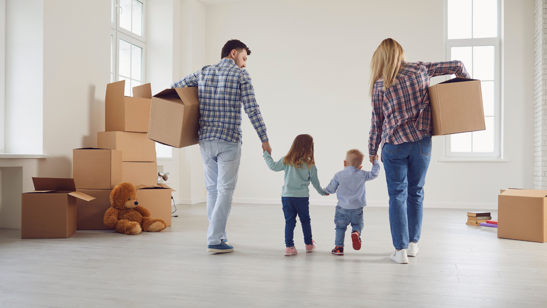 A family settling into a new country