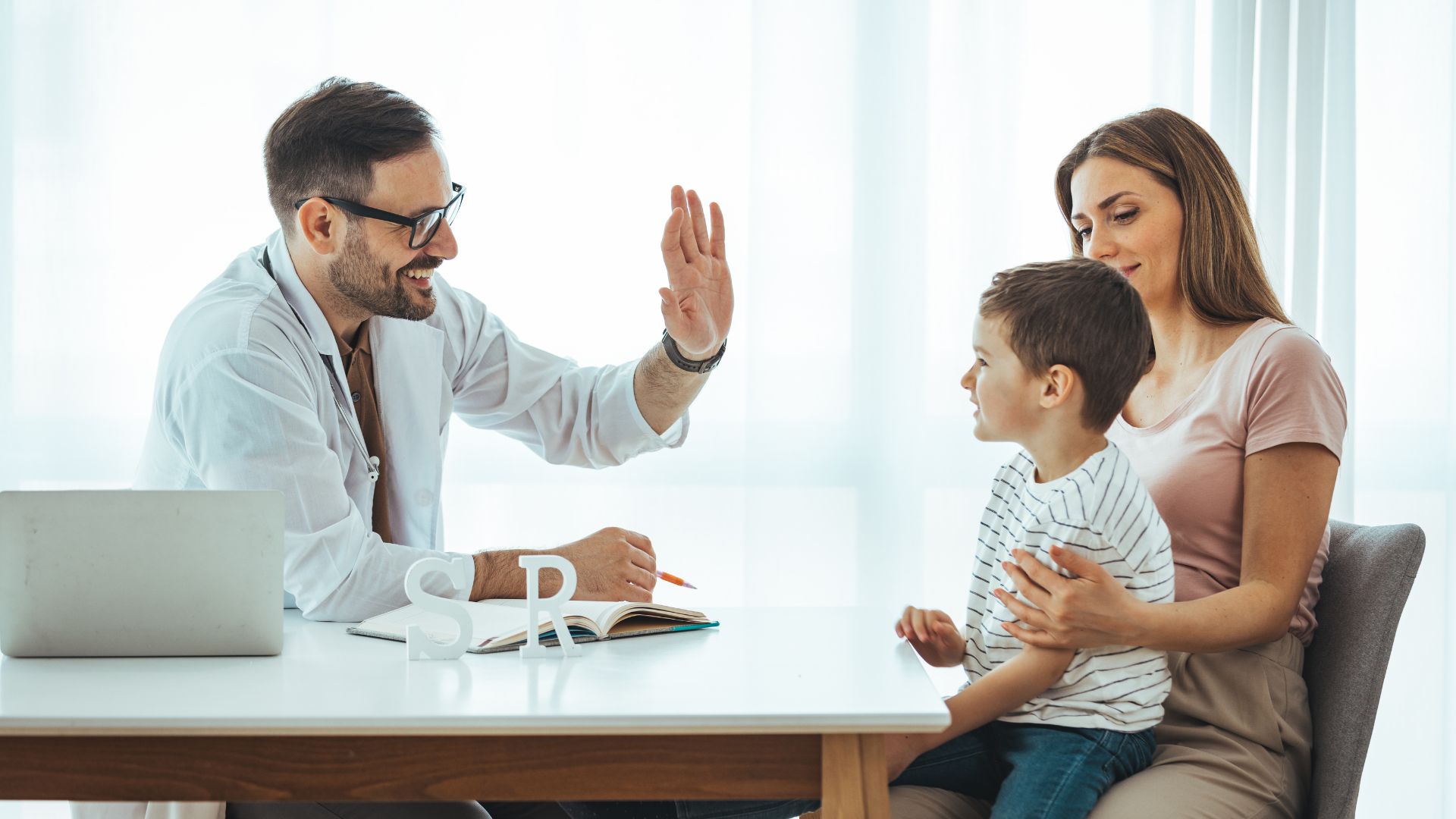 A parent talking with someone